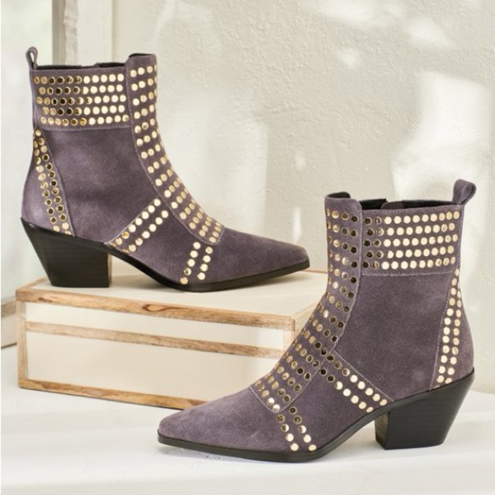 CECELIA NY Jayne Slate Studded Booties Size 9.5 NEW